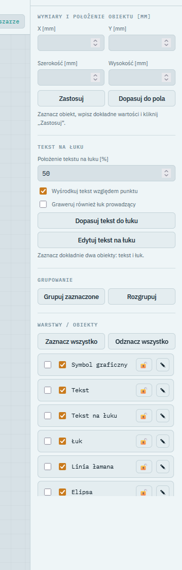 Panel warstw SVG STUDIO